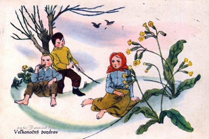 Ilustračný obrázok k článku Keď sa ešte priania nedali odfláknuť cez telefón: Veľkonočné retro pohľadnice
